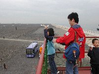 紙飛行機飛ばし(どこまで飛ぶかなー)